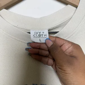 Ivy + Cloth‎ Womens 100% Cotton Sweatshirt L Cream Bend & Snap Football Graphic thumbnail 6