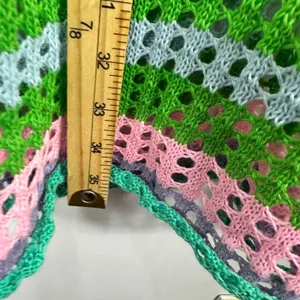 Crochet Knit Mini Dress‎ XS Rainbow Stripe Mesh Y2K Festival Rave Beach Indie thumbnail 2