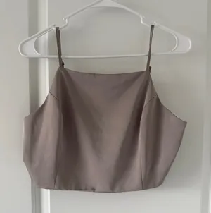 Women's Taupe Satin Crop Cami Top thumbnail 1