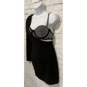 One sleeve black mini dress with rhinestone bra. Size Small thumbnail 3