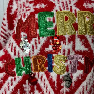 HOLIDAY TIME Red "Merry Christmas" Christmas Ugly‎ Sweater Size L NEW thumbnail 5