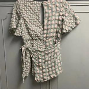 Day + Moon Womens Size Medium Seersucker Plaid Romper Wrap Skort thumbnail 2