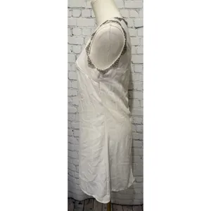 Moon sleeveless white shift dress With Silver Beading Size Small thumbnail 3
