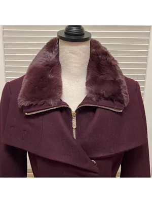 $360 Sam edelman belted wool coat in rich plum size 8 thumbnail 5