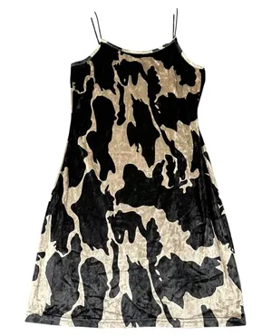 Cider Womens Small Black Patterned Print Mini Dress Spaghetti Straps‎ Pullover thumbnail 1