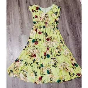 Floral Boho Maxi Dress Smocked Waist Tiered Ruffles Wedding guest Garden Party S thumbnail 2