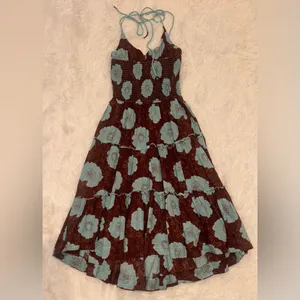 NEW Free People adriel floral print knee length cami dress in nutmeg sz M thumbnail 6