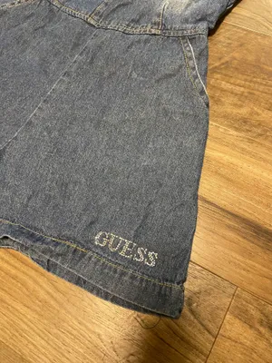 GUESS Girls' Denim Button-Front Romper - Dark Blue Size Large Jumpsuit thumbnail 4