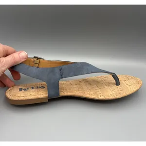 Korks Skylar Sandals Size 9 Blue Faux Leather Vegan Thong Sling Back Cork Summer thumbnail 5