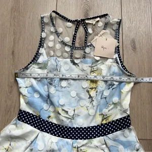 RYU Anthropologie Tulle Fit and Flare Floral Dress Mesh Polka Dot Overlay NWT thumbnail 8