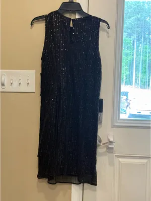 Leslie Fay Black Sequin Mini Dress Size 4 Formal Semi Formal thumbnail 6