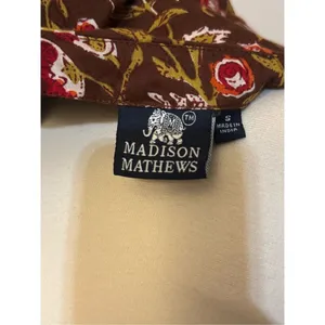 Madison Matthews Brown Autumn Leaves Wrap Mini Dress Ruffled S thumbnail 7