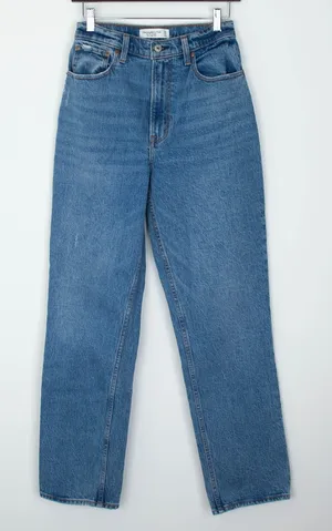 Abercrombie & Fitch Womens Curve Love 90s Straight Ultra High Rise Jeans Size 26 thumbnail 1
