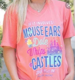 Jadelynn Brooke Disney World T-shirt Mouse Ears Dole Whip Castles Coral Medium thumbnail 1