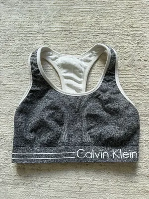 Calvin Klein Dark Heather Gray Racerback Sports Bra (Size Small) thumbnail 3