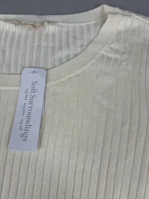 Soft Surroundings SoftEssential Ribbed Sweater 2X Ivory Cream NWT Lightweight thumbnail 2