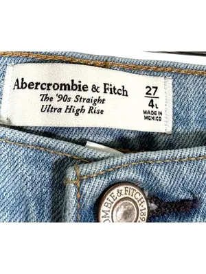 Abercrombie & Fitch the 90s Straight Ultra High Rise Distressed Jeans size 4 Lon thumbnail 9