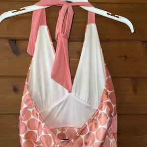 Forever y2k Coral Pink Polka Dot Satin Halter Empire Waist Dress Size Large thumbnail 6