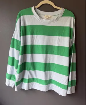 Style & Co Green and Blue Stripe Long Sleeve Pullover Top Size XL thumbnail 1
