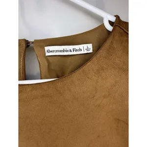 Abercrombie & Fitch Faux Suede Mini Dress Brown / Tan Large T-shirt Short Sleeve thumbnail 4