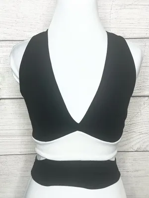 Vintage Y2K Black & White Sleeveless Cutout Crop Top Size XS thumbnail 6