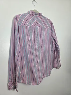 Pastel Chevron Striped Blouse Top Purple Pink Cotton Twee Preppy 90s Butter Mom thumbnail 7