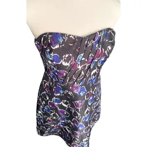 American‎ Eagle Outfitters Strapless Floral Mini Dress Purple Blue Size 6 thumbnail 2