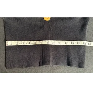 NWT Commense XS Black V Neck Gold Rose Button Cinched Waist Knit Sweater Vest thumbnail 13