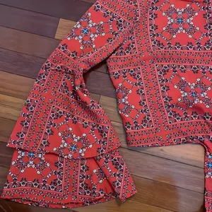 Altar’d State Mackenzie Handkerchief Red Crop Top Blouse Boho Hippie Beach thumbnail 4