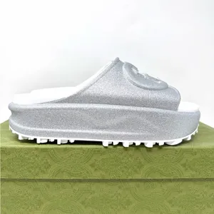 Gucci Interlocking G Platform Slide Silver Glitter thumbnail 10