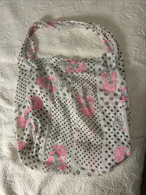 Free People White Tote with Pink Floral and Black Star Print thumbnail 1