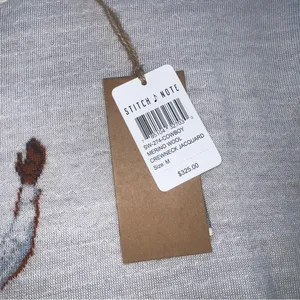 Stitch Note Merino Wool Sweat Cowboy Riding Horse Jacquard thumbnail 6