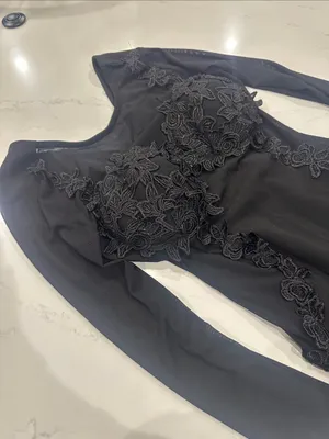 Windsor black mesh sleeve long sleeve fitted lace dress size large thumbnail 2