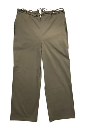 WHITE FOX Olive Green Wide Leg‎ Pants Tie Waist Drawstring Cargo Style thumbnail 1