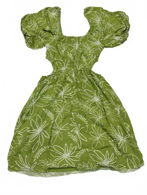 Liberty Love Green Floral Puff Sleeve Dress Medium thumbnail 2