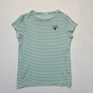 Kelly Green & White Striped Lucky Embroidered Tee Women’s Size Medium thumbnail 8