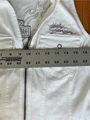 VTG Harley Davidson Motorcycle Vest Corset Back Women’s Size Medium White thumbnail 7