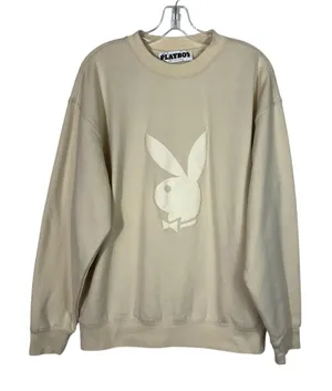 Playboy x Pacsun Butter Yellow Neutral Bunny Logo Oversized Crewneck Sweatshirt thumbnail 1
