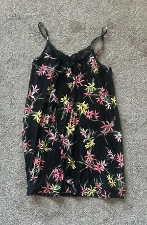 Cotton Slip Sleep Dress Black Size M thumbnail 1