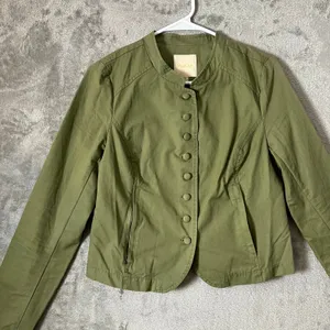 ModCloth Military Inspired Olive Green Button Jacket‎ Structured Fit Size Small thumbnail 2