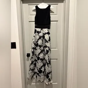 Betsy & Adam Black and White Formal Gown thumbnail 2