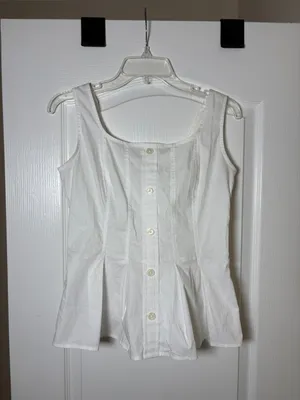 J. Crew Sleeveless Button-up Peplum Top White thumbnail 3