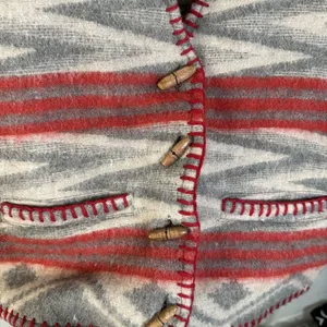 Vintage At Last & Co Vest Wool Blend Southwestern Aztec Wood Buttons Sz L * thumbnail 4