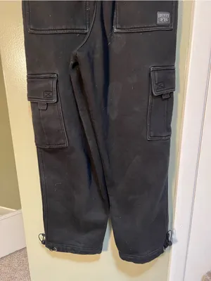 FB County Women's Size Small Heavyweight Baggy‎ Cargo Sweatpants Black Cotton thumbnail 12