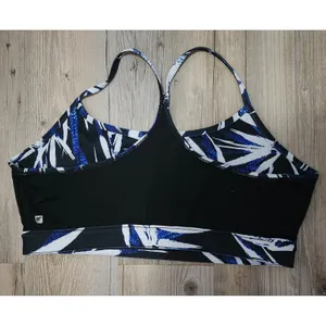 Fabletics Sports Bra Medium Impact Racerback Blue White Print‎ Size Large/XLarge thumbnail 5