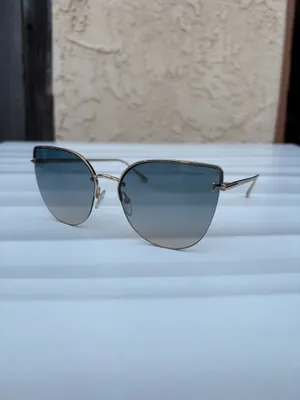 Tom Ford Ingrid-02 TF 652 28P Cat-eye gradient smoke sunglasses rose gold metal frame thumbnail 5