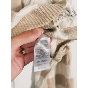 We The Free Into The Blue Striped Sweater Crop Small Tan Cream Granola Cozy Fall thumbnail 11