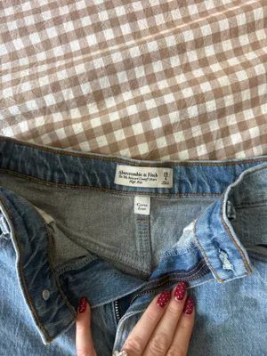 light-wash Abercrombie & Fitch high-rise relaxed cutoff denim shorts thumbnail 2