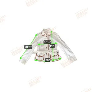 Burberry Faversham Ivory Brown Trim Cotton Blend Belted Jacket UL thumbnail 13