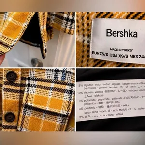 Bershka Mustard Plaid Oversized Overshirt Jacket XS/S thumbnail 6